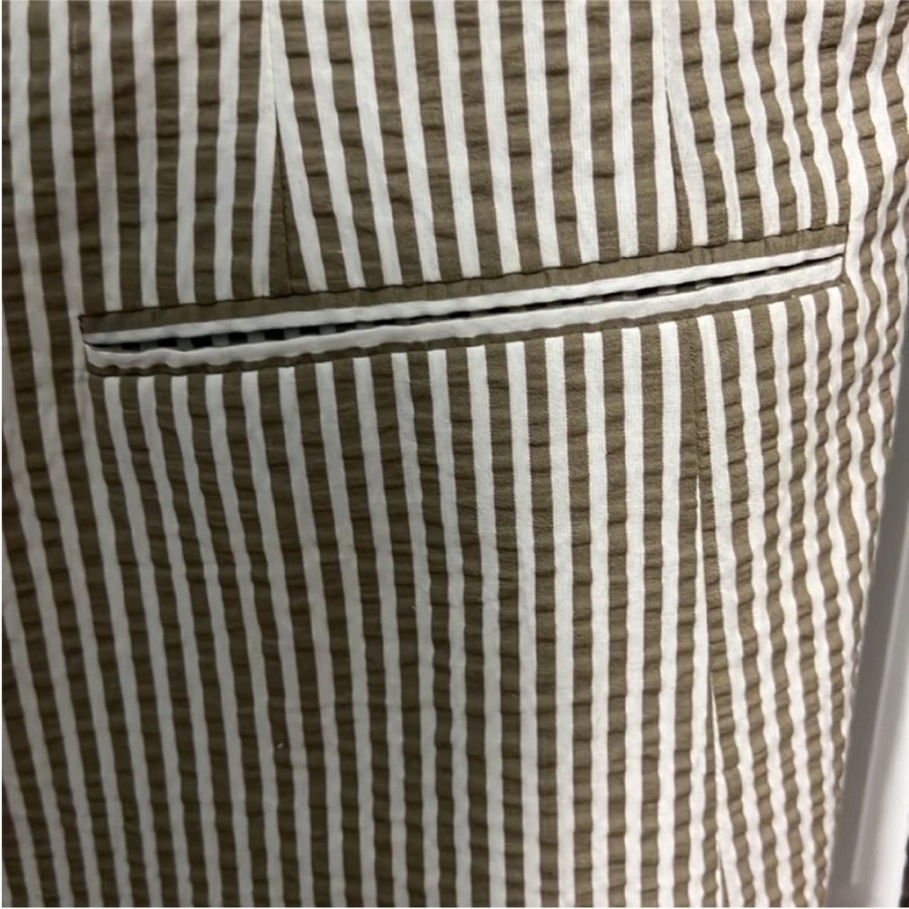 A New Day Tan & White Striped Blazer 12 | Seersucker Summer Jacket - Picture 6 of 9